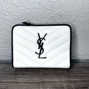 Saint Laurent White with Black trim Wallet